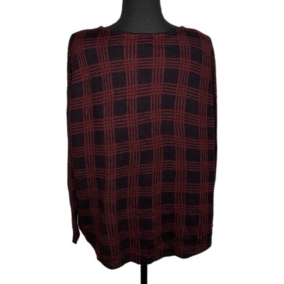 Lane Bryant Maroon and Purple Checkered Sweater, Size 10/12, Pre-owned - Picture 2 of 5
